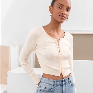 & Other Stories ribbed cropped cardigan top XS